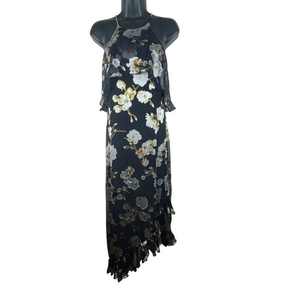 Alice + Olivia Holiday Blossom  Fabiola Asymmetrical Ruffle Dress - Picture 1 of 16